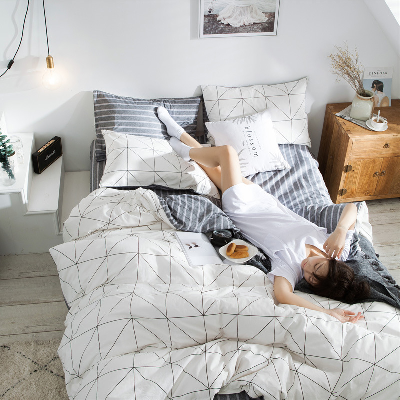 European and American pure cotton all cotton bedding quilt cover pillow cover three piece set