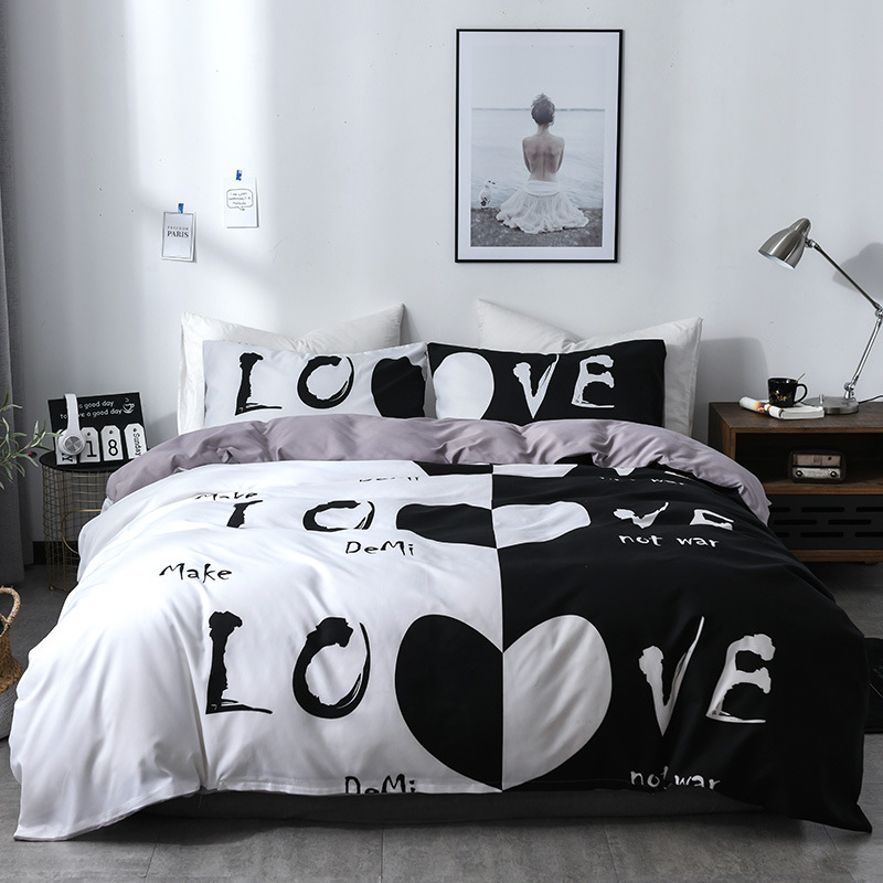 Reactive printing four piece eyelash size bedding