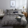 Bedding texture plain color quilt cover pillow case no bed sheet three sets