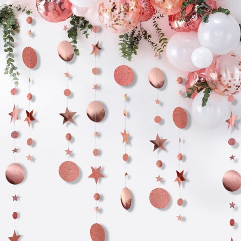 Rose golden onion powder mirror size star round piece pendant pull flower flag wedding birthday party decoration