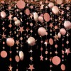 Rose golden onion powder mirror size star round piece pendant pull flower flag wedding birthday party decoration