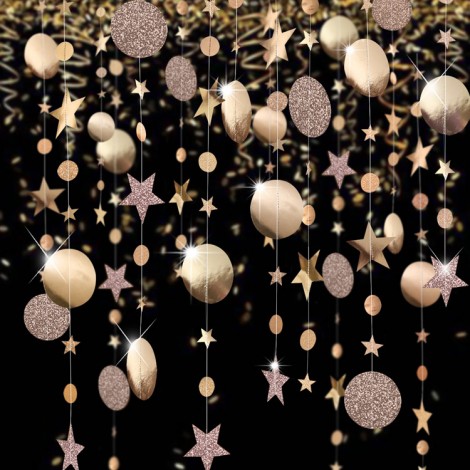 Golden onion powder champagne golden star wafer pull flower pendant party wedding celebration birthday celebration decoration