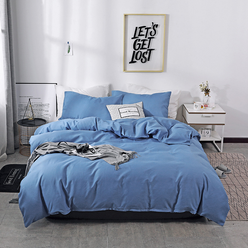 Bedding solid matte three piece set plain color can be matched with multi piece sheet, fitted sheet and pillow case