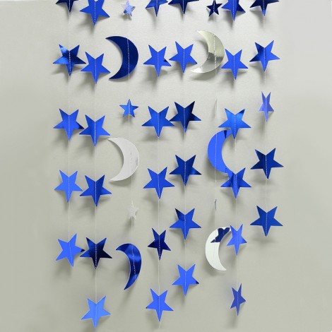 Mirror precious Blue Star Moon Flower flag Birthday wedding party kindergarten party decoration