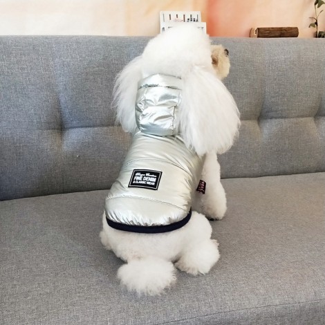 Autumn and winter pet dog down cotton vest silver gilded hat dog two legged cotton coat