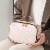 Laser PU leather rhombic checkered cosmetic box hand carrying large capacity portable cosmetic Storage Bag Travel Cosmetic Bag