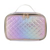 Laser PU leather rhombic checkered cosmetic box hand carrying large capacity portable cosmetic Storage Bag Travel Cosmetic Bag