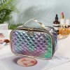 Laser PU leather rhombic checkered cosmetic box hand carrying large capacity portable cosmetic Storage Bag Travel Cosmetic Bag
