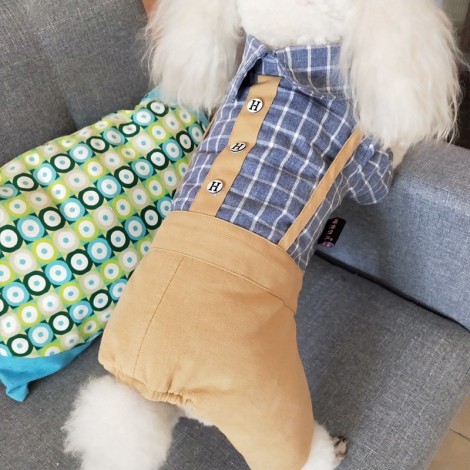 Autumn winter Plush warm coat dog four legged clothes gentleman pet suit dress winter pet suspender pants