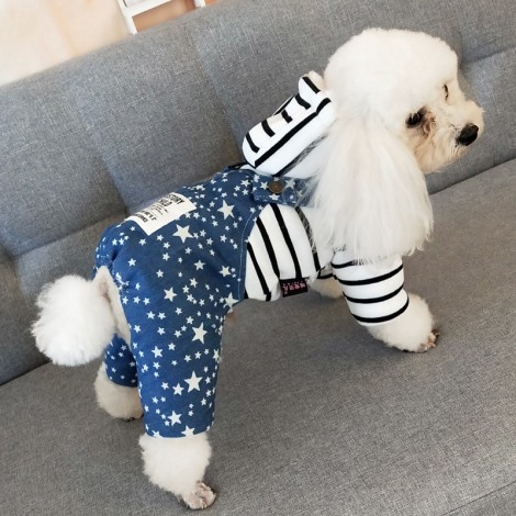 Pet clothing spot Japan and South Korea pet clothing dog hat jeans four legged clothes autumn and winter cotton clothes