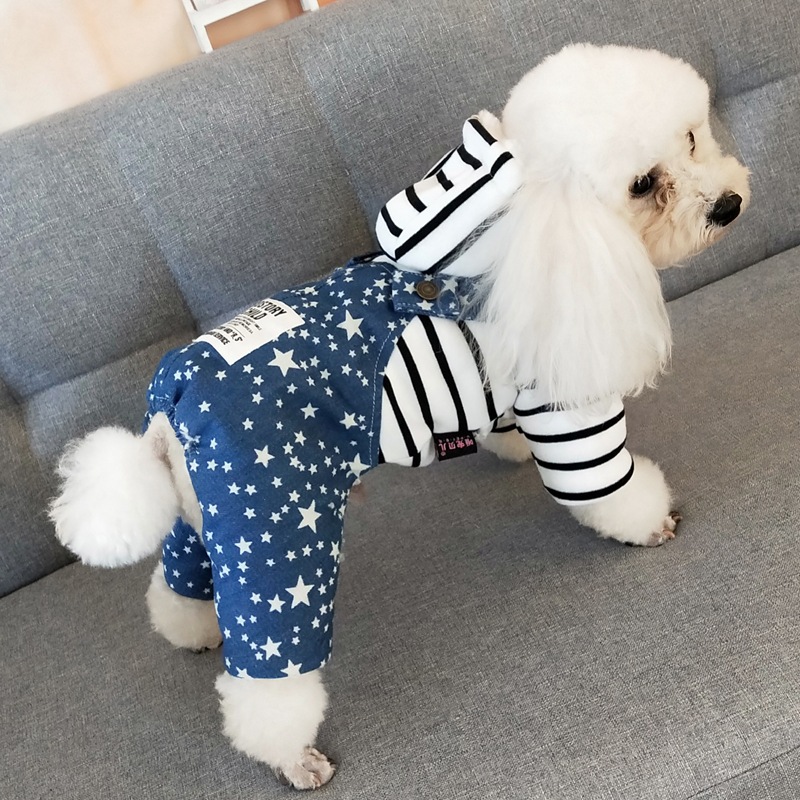 Pet clothing spot Japan and South Korea pet clothing dog hat jeans four legged clothes autumn and winter cotton clothes
