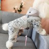 Pet autumn and winter clothes cartoon four legged cotton padded clothes dog pajamas home clothes thickened four legged clothes one-piece cotton padded clothes