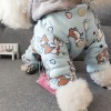 Pet autumn and winter clothes cartoon four legged cotton padded clothes dog pajamas home clothes thickened four legged clothes one-piece cotton padded clothes