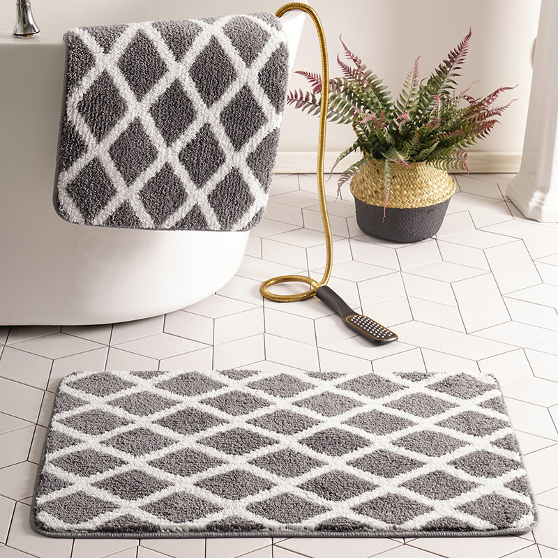 Classic geometric carpet floor mat simple bathroom non slip mat toilet door mat absorbent foot mat