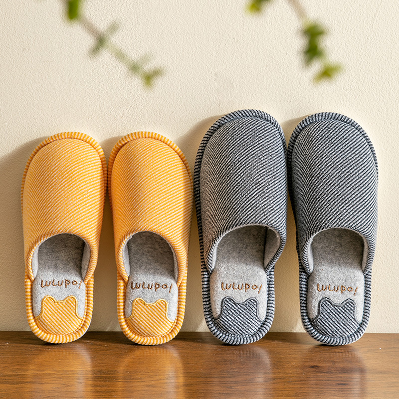 Household cotton slippers female indoor household warmth non-slip soft bottom couple plush slippers male
