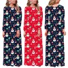 Fc671 Europe and America 2021 autumn winter long skirt large Christmas printed long sleeve women's slim dress