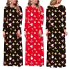 Fc673 European and American women's Christmas round neck cartoon elderly printed long sleeve printed medium length dress women