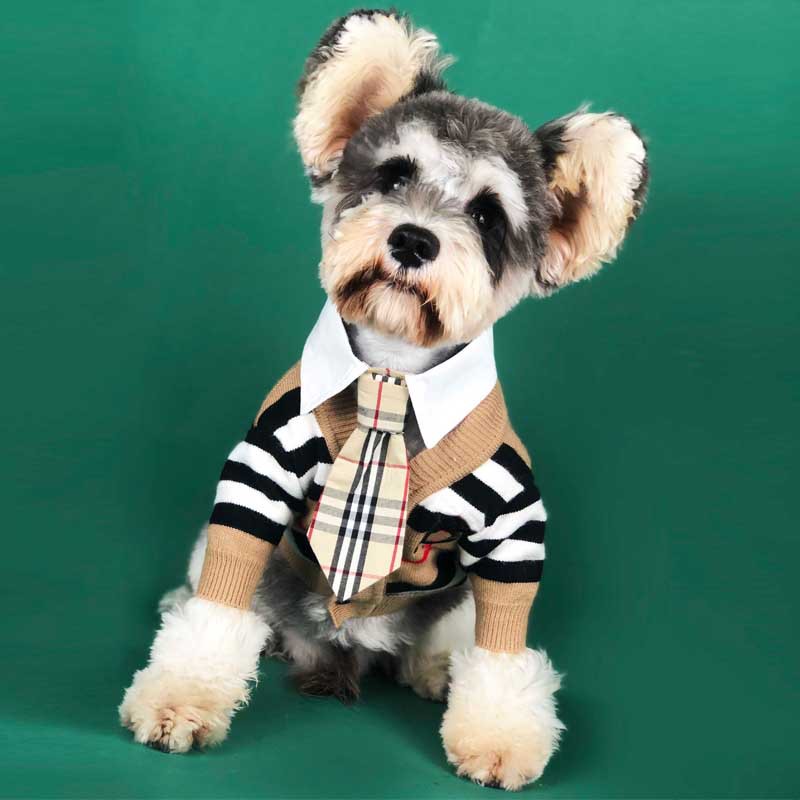 Dog clothes spring and autumn fashion striped cardigan sweater Teddy Schnauzer bomecco fadou pet clothes