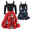 Fc733 2021 autumn winter women's Snowman print medium long Vintage Christmas Dress