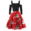Fc733 2021 autumn winter women's Snowman print medium long Vintage Christmas Dress