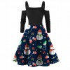 Fc733 2021 autumn winter women's Snowman print medium long Vintage Christmas Dress
