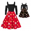 Fc743 2021 autumn winter European and American Red Adult Santa Print Long Sleeve Christmas Dress