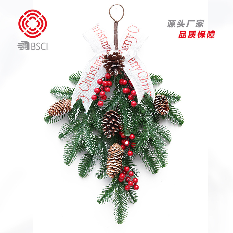 Christmas tree decorations 50cm upside down tree PE red fruit wall hanging Hotel shopping mall wreath rattan