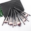 15 makeup brushes, eye shadow powder, brush, double colored hair black suit, full set of beauty tools neutral.