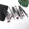 15 makeup brushes, eye shadow powder, brush, double colored hair black suit, full set of beauty tools neutral.