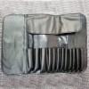 15 makeup brushes, eye shadow powder, brush, double colored hair black suit, full set of beauty tools neutral.