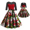 Fc753 2021 autumn and winter European and American long sleeved lace splicing large swing Christmas Dress