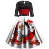 Fc755 2021 autumn winter long sleeve lace stitching big swing Santa print dress