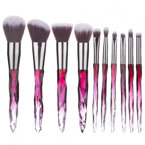 10 diamond transparent cosmetic brush set colorful crystal handle Eye Brush loose powder brush beauty tool