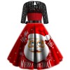 Fc751 Santa Claus lace stitching large swing medium length Christmas Dress