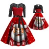 Fc751 Santa Claus lace stitching large swing medium length Christmas Dress