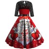 Fc751 Santa Claus lace stitching large swing medium length Christmas Dress