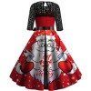 Fc751 Santa Claus lace stitching large swing medium length Christmas Dress