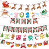 Christmas decorations cartoon flag pulling colorful flag Christmas holiday scene layout paper hanging flag