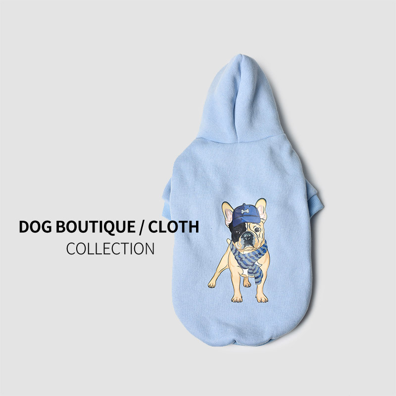 New pet clothes spring and autumn dog hooded sweater two-legged dog pattern printed clothes 