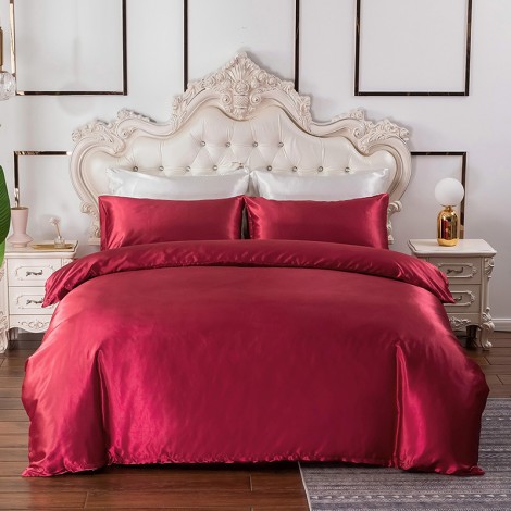 Home textile Satin three piece imitation silk bedding set