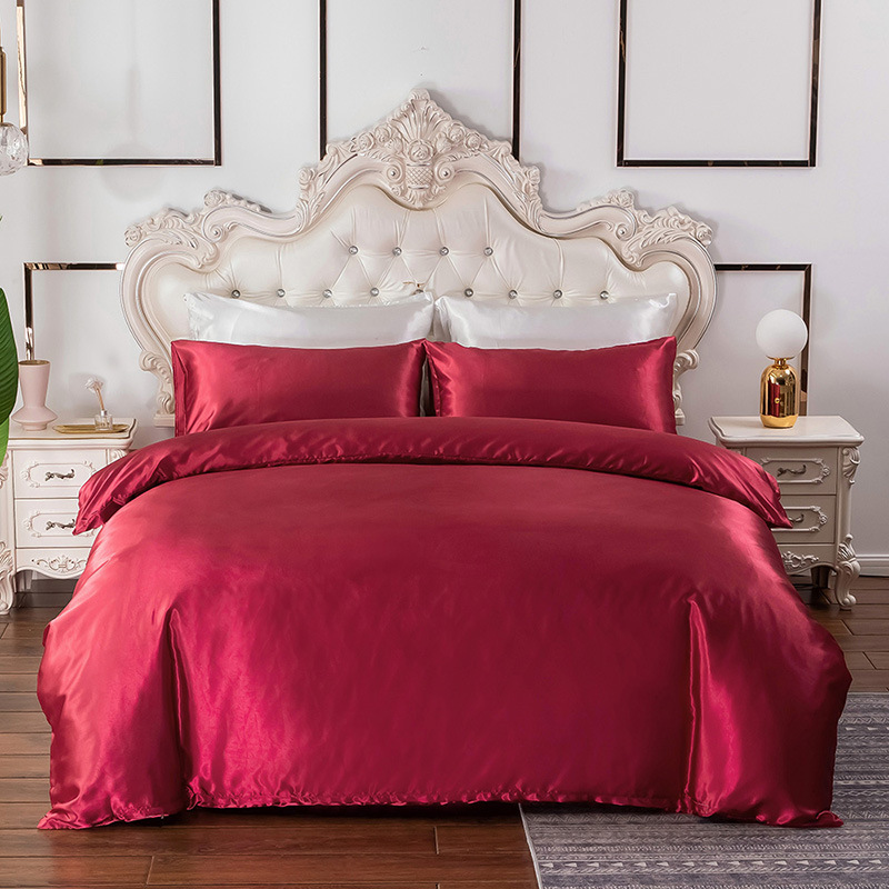 Home textile Satin three piece imitation silk bedding set