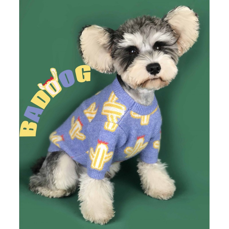 Dog clothes spring and autumn clothing small dog autumn and winter thickened cactus sweater Teddy Chenery Bomei Cat Sweater
