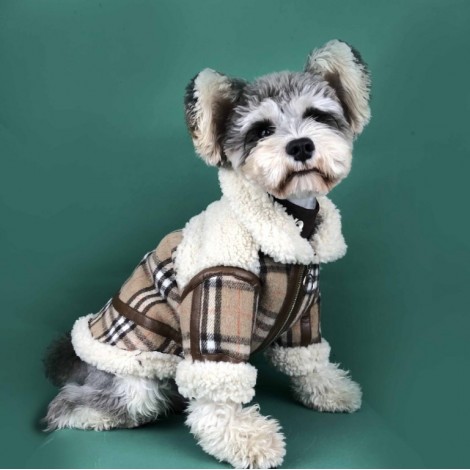 Dog clothes autumn and winter clothes Plush thickened Teddy Chenery Bomei VIP small dog cat pet coat