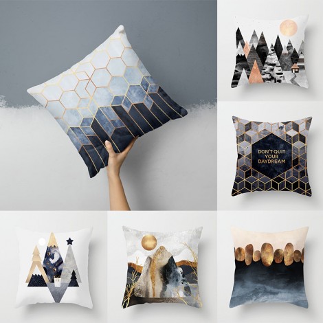 Home style Nordic geometric gold powder pillow peach skin velvet pillow cover pillow cushion waist