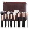 15 rose gold cosmetic brush set black handle full set of beauty tools multi color optional none