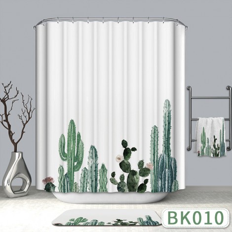 Nordic cactus 3D shower curtain digital printing polyester cloth bathroom waterproof partition curtain toilet curtain
