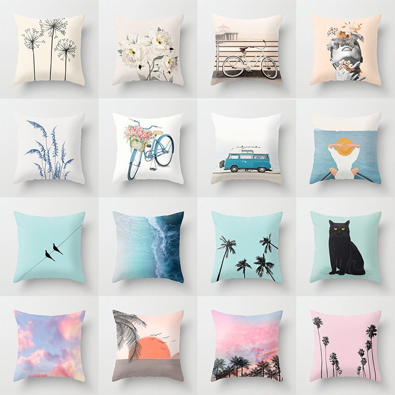 Home pillow Summer Beach Resort wind pillow peach skin velvet pillow case