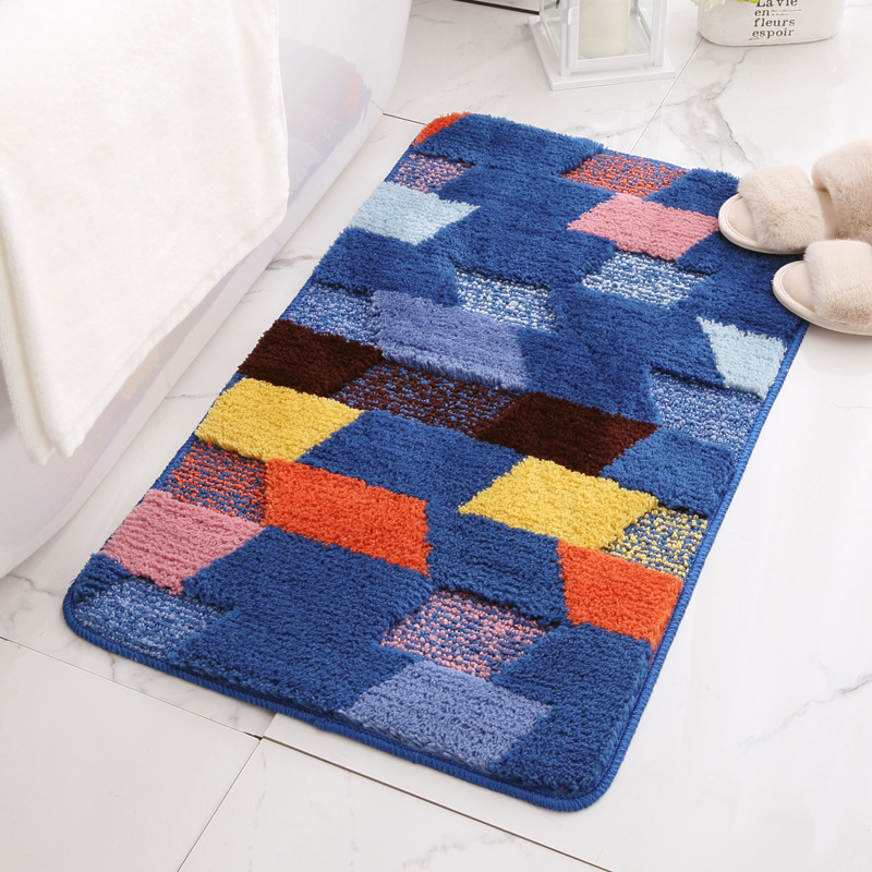 Door dust removal floor mat door mat bathroom toilet water absorption anti-skid mat double-layer flocking household bedroom carpet