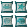 Classic marine shell conch linen cushion cover Turquoise linen pillow
