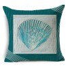 Classic marine shell conch linen cushion cover Turquoise linen pillow